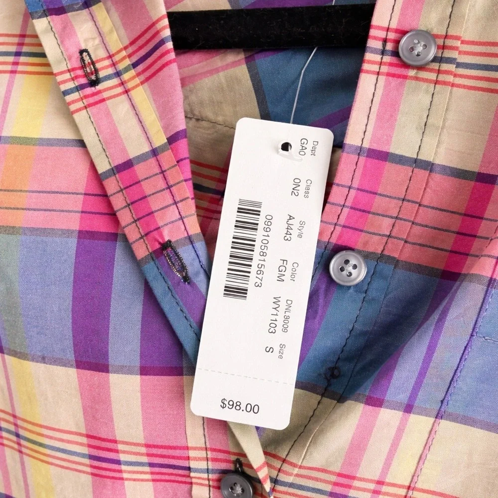 J.Crew Classic Popover Shirt Plaid Cotton Silk NWT